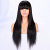 premier 360 Lace Wigs Pre Plucked Human Hair Wigs with Bangs 150 Density 360 Full Lace Frontal Wigs Light Yaki Straight