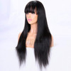 premier 360 Lace Wigs Pre Plucked Human Hair Wigs with Bangs 150 Density 360 Full Lace Frontal Wigs Light Yaki Straight