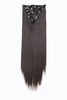 SWACC Women 22 Inches Straight Full Head 7 Separate Pieces Heat Resistance Synthetic Hair Clip in Hair Extensions Dark B