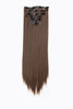 SWACC Women 22 Inches Straight Full Head 7 Separate Pieces Heat Resistance Synthetic Hair Clip in Hair Extensions Medium