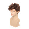 Kaneles Mens Brown Wig Short Curly Fluffy Synthetic Halloween Cosplay Hair Wig for Male Guy Brown