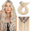 Hairro 100 Human Hair Clip in Extensions Thin Straight Human Hair Clip on Hairpieces 24 Inch Long 80g Machine Weft 8pcs