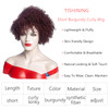 TISHINING Burgundy Short Curly Afro Wigs for Black Women Red Kinky Curly Wig with Bangs Heat Resistant Synthetic Full Ha