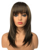 Wiginway Women Medium Straight Brown Wigs with Bangs Remy Hair Replacement Hairpieces Fashion Natural Looking 14 Inch