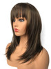 Wiginway Women Medium Straight Brown Wigs with Bangs Remy Hair Replacement Hairpieces Fashion Natural Looking 14 Inch