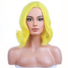 BERON Yellow Wig for Women Girls Short Curly Wavy Bob Wig Yellow Colored Heat Resistant Synthetic Hair Wigs for Costume