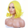 BERON Yellow Wig for Women Girls Short Curly Wavy Bob Wig Yellow Colored Heat Resistant Synthetic Hair Wigs for Costume
