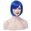 PATTNIUM 12 Inches Blue Bob Wig Short Royal Blue Wig with Bangs Blue Bob Wig for Women and Girls Heat Resistant Syntheti