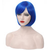 PATTNIUM 12 Inches Blue Bob Wig Short Royal Blue Wig with Bangs Blue Bob Wig for Women and Girls Heat Resistant Syntheti