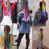 Colored Braids Hair Extensions with Rubber Bands Rainbow Braided Synthetic Hairpieces Ponytail Hair Accessories False Ov