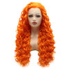 Meiyite Hair Curly Long 26inch Orange Half Hand Tied Heavy Density Synthetic Lace Front Wigs