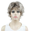 Aimole Synthetic Wigs Womens Curly Ends Short Fiber Wig With Layered Bangs48T Light Gray with Dark Root