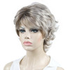 Aimole Synthetic Wigs Womens Curly Ends Short Fiber Wig With Layered Bangs48T Light Gray with Dark Root