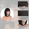 eNilecor Short Black Bob Wigs 12 Straight with Flat Bangs Synthetic Colorful Cosplay Daily Party Wig for Women Natural A