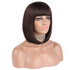 eNilecor Short Brown Bob Wigs 12 Straight with Flat Bangs Synthetic Colorful Cosplay Daily Party Wig for Women Natural A