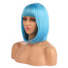 eNilecor Short Bob Hair Wigs 12 Straight with Flat Bangs Synthetic Colorful Cosplay Daily Party Wig for Women Natural As