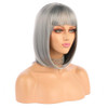 eNilecor Short Bob Hair Wigs 12 Straight with Flat Bangs Synthetic Colorful Cosplay Daily Party Wig for Women Natural As