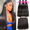 Subella Brazilian Straight Hair 3 Bundles Grade 10A Virgin Brazilian Straight Human Hair Bundles Weave Natural Black Col