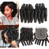 Molefi Brazilian Funmi Hair Bundles with 4x2 T Lace Closure Curly Weave 2 Bundles with closure Spiral Curl Hair 100 Huma