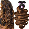 UNice Brown Highlight Body Wave Human Hair Weave 3 Bundles 8 10 12 inch Brazilian Remy Hair Ombre Blonde Human Hair Wavy
