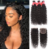 Brazilian Water Wave Bundles with Closure 12 14 1610 100 Unprocessed Nutural Wave 3 Bundles with Closure 4x4 Free Part W
