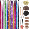 Hair Tinsel Kit 48 Inch12 Colors 3600 strands Fairy Tinsel Hair Extensions with Tools Glitter Hair Tinsel Kit Heat Resis