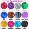 Hair Tinsel Kit 48 Inch12 Colors 3600 strands Fairy Tinsel Hair Extensions with Tools Glitter Hair Tinsel Kit Heat Resis
