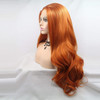 ELESTY Orange Color Synthetic Lace Front Wigs Free Part Long Wavy Synthetic Glueless Half Hand Tied Lace Wigs For Women