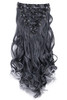 CAISHA XXL 18 8 Pieces Set Clip In Extensions Hair Extension Hairpiece Voluminous Wavy Gray Mix CES171