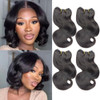 4Bundles Brazilian Body Wave Virgin Hair Extension Human Hair Bundles 8Short Virgin Brazilian Hair Weaves 50GPcs Human H