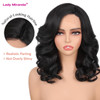 Lady Miranda Loose Wave Lace Part Wig Pure Color Nature Curly Synthetic Heat Resistant Weave Full Wigs for WomenBlack