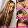 Pizazz 13x4 HD Transparent Lace Front Wigs Human Hair Pre Plucked highlight Color Brazilian Straight Lace Frontal Human