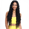 Joedir Lace Front Wigs 30 Long Wavy Synthetic Wig 45 Deep Part HD Transparent Lace For Women 130 Density WigsBLACK COLOR