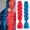 BASEMMAHER 2 Colors Red Blue Ombre Jumbo Braiding Hair Extensions for Women High Temperature Synthetic Fiber Colored Hai