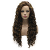 Lushy Long Curly Brown Blonde Mix Wig Heavy Density Heat Resistant Synthetic Lace Front Wig