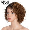 Style Icon 10 Human Hair Afro Wigs Short Curly Wigs for Black Women Lace Front Side Part Wigs Ombre Blonde Wig 10 Inch T