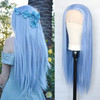Luwigs Ice Blue Lace Front Wigs Synthetic Silky Straight Hand Tied Light Blue Replacement Wigs Heat Resistant for Cospla