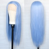 Luwigs Ice Blue Lace Front Wigs Synthetic Silky Straight Hand Tied Light Blue Replacement Wigs Heat Resistant for Cospla