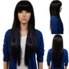 OMORFIEER Womens 70cm Long Straight Wig With Bangs Cosplay Wig Black