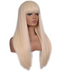 morvally Womens 26 inches Long Straight Blonde Synthetic Resistant Hair Wigs with Bangs Natural Looking Wig for Women Ha