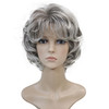 Wiginway Short Layered Shaggy Wavy Wigs Full Synthetic Bob Capless Wigs for White Women Light Gray with Dark Roots