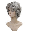 Wiginway Short Layered Shaggy Wavy Wigs Full Synthetic Bob Capless Wigs for White Women Light Gray with Dark Roots