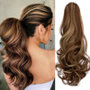 Leterly Ponytail Extension Clip in Claw 18 Curly Wavy Pony Tails Clipon Long Hairpiece Jaw for Women Ash Blonde Mix Ligh