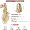 Leterly Ponytail Extension Clip in Claw 18 Curly Wavy Pony Tails Clipon Long Hairpiece Jaw for Women Light Blonde Mix Bl