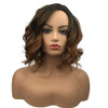 Wiginway Short Wavy bod Wig for Women Side Parting Wig Natural Looking Ombre Medium Brown Golden 12 Inch