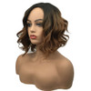 Wiginway Short Wavy bod Wig for Women Side Parting Wig Natural Looking Ombre Medium Brown Golden 12 Inch
