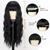 MERISIHAIR Long Black Wig with Bangs26 Inches Synthetic Wavy Bang Black Wigs for Women Women Long Curly Heat Resistant B