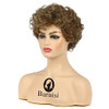 Baruisi Short Curly Wavy Blonde Brown Wigs for Women Natural Looking Synthetic Hair Replacement Wig