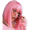 AISI BEAUTY Pink Bob Wigs with Bangs 12 Inch Short Straight Bob Wigs Colorful Synthetic Cosplay Daily Party Wig for Wome