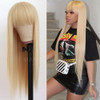 Maycaur Blonde Synthetic Hair Wigs with Full Bangs 613 Color Long Straight Womens Wig Heat Resistant Synthetic No Lace W